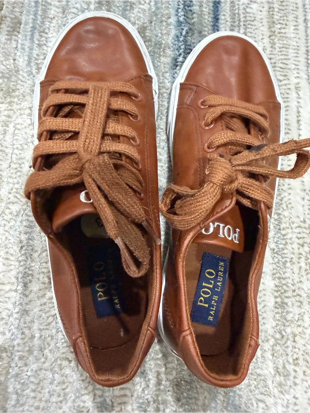 Polo by Ralph Lauren Brown Canvas-Lined Leather Sneakers